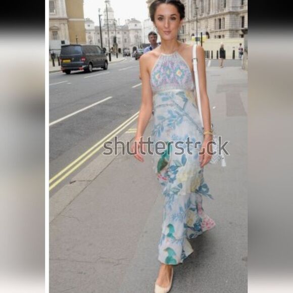 Matthew Williamson Iconic  Runaway Silk Layered Empire Waist Gown Size Small - Picture 8 of 16